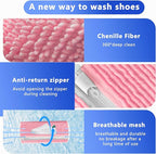 2Pcs Reusable Shoe Washing Machine Bag for Washer and Dryer:Free Up Hands, Prevent Deformation,shoe bag with Zipper Protection Design, Use for all Shoes,Sports Shoes(Yellow) (A-Pink)