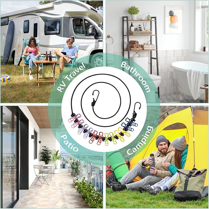 Magnetic Travel Clothesline for Cruise Ship - Retractable Clothesline Cruise Essentials Approved 2026 Stretches to 10ft with Magnetic Hooks,Positioning Beads&12 Anti Slip Clips for RV Camping Ship