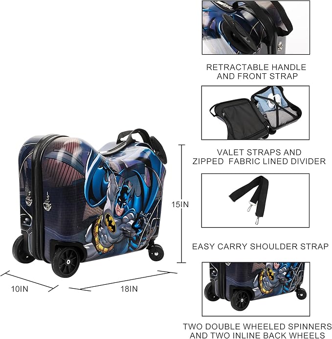 Bioworld Batman Caped Crusader Ride-On Luggage For Kids & Toddlers