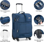 Hanke 20 Inch Softside Expandable Carry On Luggage with Spinner Wheels, Rolling Suitcase Travel Luggage with TSA Approved Luggage,Blue