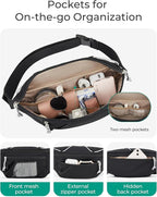 BAGSMART Large Capacity Fanny Packs for Women, Adjustable Fashion Waist Packs with Multiple Pockets, Durable Belt Bag for Traveling Workout Hiking, Beige