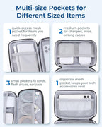 BAGSMART Electronics Organizer Travel Case, Cable Charger Cord Tech Organizer Pouch for Phone Charger Accessories, Black