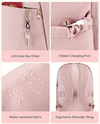 LIGHT FLIGHT Collge Laptop Backpack, 15.6 inch Laptop Travel Backpack for women, College Computer Bookbag Casual Bag for Work Travel College, Gifts for Women,Pink