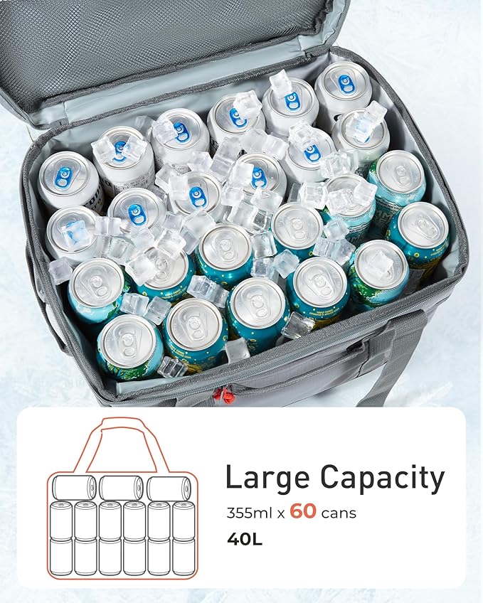 TOURIT Soft Sided Cooler Bag Insulated 30/48/60 Cans, Large Collapsible & Leakproof Ice Chest for Picnic, Beach, Camping, Travel