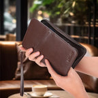 Polare Full Grain Leather Passport Holder Cover Case for Men and Women RFID Blocking Family Travel Wallet Holds 6 Passports