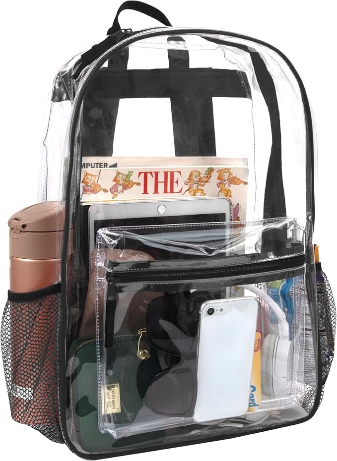 Trail maker Clear Backpack Heavy Duty with Padded Straps, Side Pockets for Kids, Boys, Girls, School, Stadium Approved Events