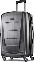 Samsonite Winfield 2 Hardside Expandable Luggage with Spinner Wheels, Charcoal, Checked-Medium 24-Inch