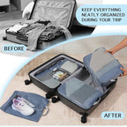 PFEYRPK Lightweight Compression Packing Cubes for Suitcases, Compressible Expandable Travel Packing Organizer with Clear Toiletries and Backpack Bag, Travel Essentials for Carry on Luggage 7 Set
