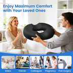 Donut Pillow for Tailbone Pain, Hemorrhoids - Cooling Gel Memory Foam Chair Seat Cushion for Office, Home & Wheelchair, Ergonomic Chair Pad for Pregnancy, Sciatica, Coccyx (Large, Black)