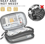 Skycase Electronic Organizer Travel Case - Waterproof Travel Cord Pouches for Organization, Cable Organizer, All-in-One Double Layers Storage Bag for Accessories, Charger, Cable, Grey - Medium