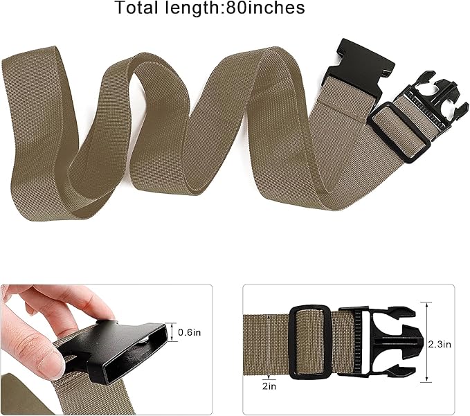 4Pcs Luggage Straps for Suitcase Travel Accessories TSA Approved, 80In Long Belts to Keep Your Suitcase Secure, Adjustable Bag Straps with Quick-Release Buckle for Travel Bag Closure, Brown