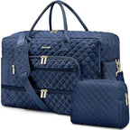 Large Women Travel Duffle Bag - Carry on Overnight Bag Weekend Travel Duffel Tote Bag Yoga Gym Bag with Wet Pocket Toiletry Weekender Overnight Bag for Travel Business Trips Sport Hospital Navy