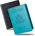 Honmein 2 Pcs Passport holders，Ultra Slim passport wallet，PU Leather Passport Cover Case for Women and Men