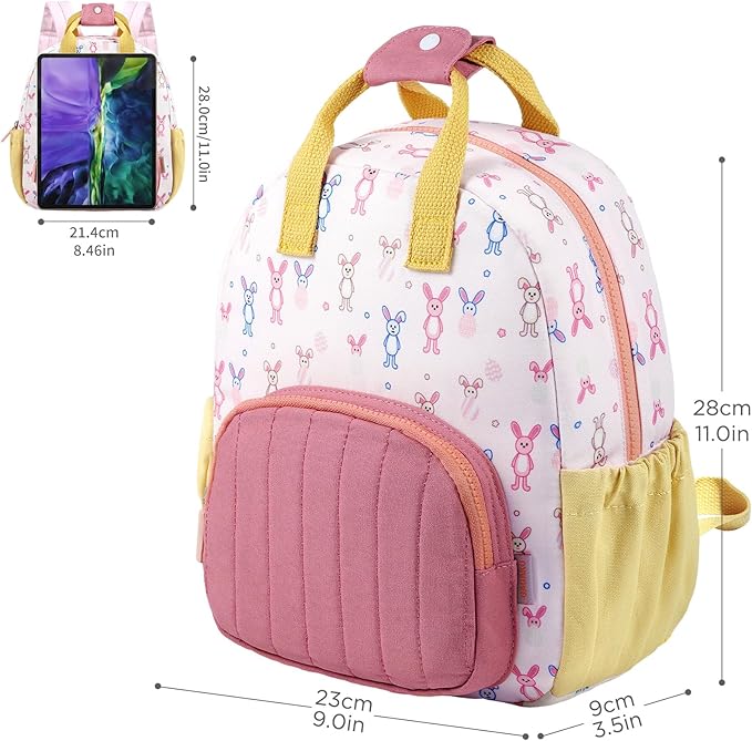 GAGAKU Toddler Backpack for Girls 2-4 years Kids Backpacks Cartoon Breathable Comfortable Preschool Mini Backpack for School Travel - Rabbit