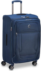 DELSEY PARIS Helium DLX Softside Expandable Luggage with Spinner Wheels, Navy Blue, Checked-Medium 25 Inch