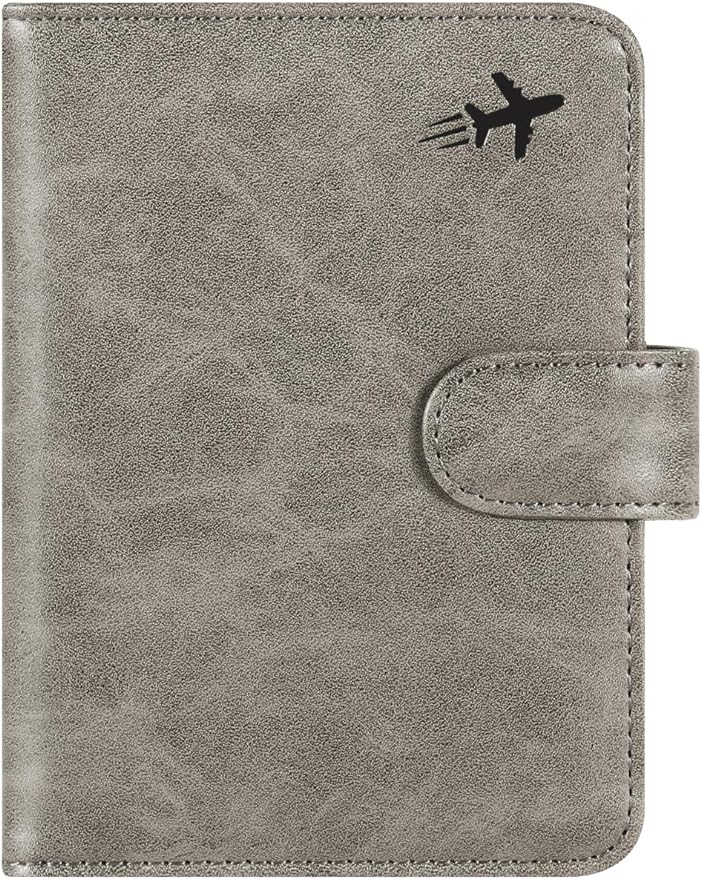 Passport Holder Cover Wallet RFID Blocking Leather Card Case Travel Accessories for Women Men (#Grey)