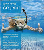 Aegend Snorkeling Gear for Adults Youth Kids, Snorkel Mask with Top Dry Valve - Panoramic View Anti-Leak and Anti-Fog with Mesh Bag for Snorkeling, Scuba Diving, Freediving & Swimming