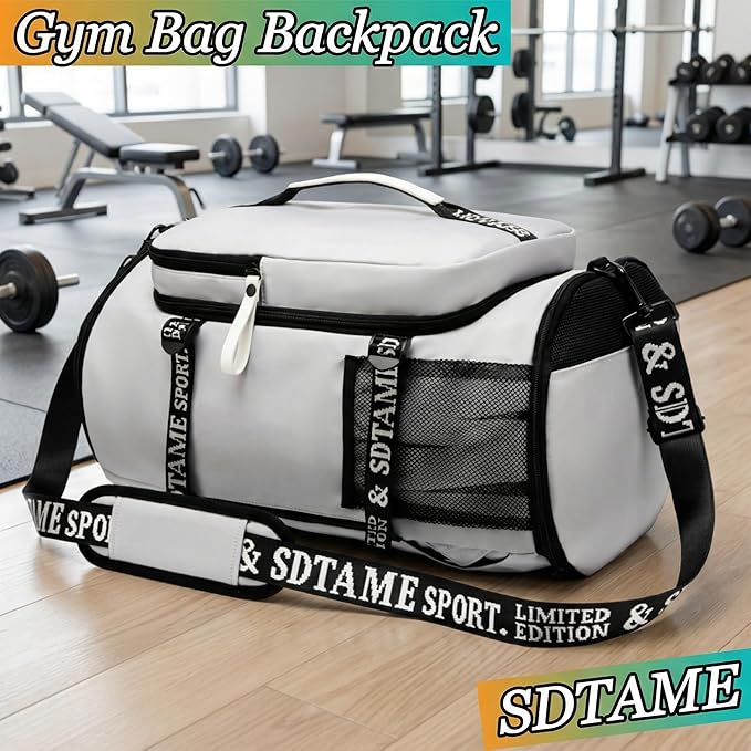 Gym Duffle Bag Backpack with Shoe Compartment,4 ways Travel Backpack for Women and Men,Multi-Functional Weekender bag with Waterproof Layer&Laptop Compartment for Fitness, Travel,Camping