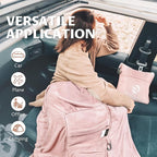 Tirrinia Travel Blanket Airplane Compact with Bag - Cozy Travel Pillow Blanket for Long Flight, Airplane Travel Essentials, Packable and Lightweight Travel Blanket and Pillow Set for Kids & Adults,