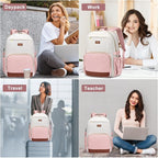 Focdod Laptop Backpack for Women Bookbag: 15.6 inch Work Backpacks with Pouch Pocket for Large Capacity Cup & USB Charger College Book Bag Travel Business Nurse Teacher Bookbags Anti-theft Back Pack
