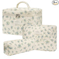 Makeup Bag,Quilted Cosmetic Bags,Large Floral Make Up Organize bag,Makeup Bag Set for Women,Flower Travel Toiletry Bag