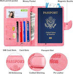 Herain Passport Holder for Travel Essentials, 2 Pcs Passport Cover Wallet Case Travel Gifts Women Men Family, RFID Passports Book Card Holders Travels Cruise Accessories Must Haves