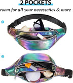 Frienda 2 Pieces Holographic Fanny Pack for Women Colorful Sport Waist Bag Pack