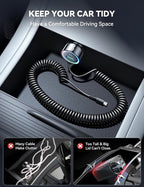 90W Car Charger USB C for iPhone 17/16 Pro Max, PD&QC3.0 w/6.65ft 45W Type Coiled Cable, Fast Car Phone Charger Adapter for iPhone 17Air/15 Pro, Samsung Galaxy S25/S24/S23, Pixel 10/LG/Android, iPad