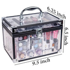 SHANY Carry All Trunk Makeup Train Case with Re-usable Aluminum Beauty Storage Organizer Case. Make up Set with Eye palettes, Blushes,Face Powders, Manicure, Pedicure and Cosmetics Brushes. GIFT SET