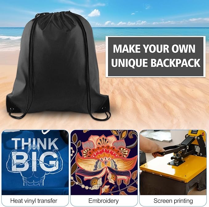 KUUQA 20Pcs Drawstring Backpack Bag Bulk Black Drawstring Bags String Backpack Sport Gym Sack Bags Foldable Storage Bag for Women Men Shopping Gym Travel Sports