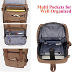 WITZMAN Canvas Travel Backpack for Men Large Laptop Backpack Fit 16 inch Carry-on Airline Approved Convertible Shoulder Rucksack(A6617-3 Brown)