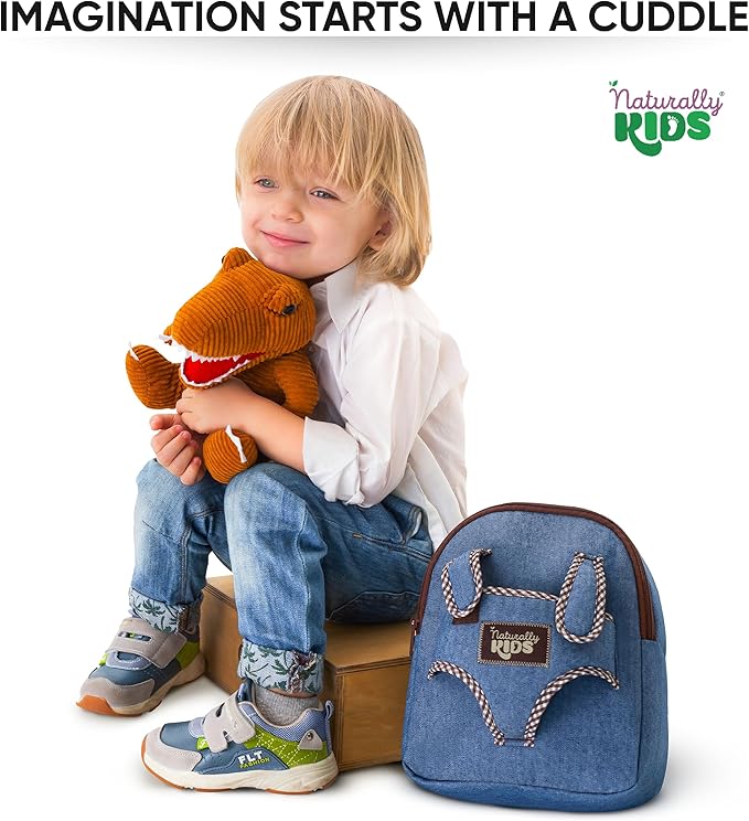 Naturally KIDS Toddler Backpack w Dinosaur Toys for Kids 2-4, 2 Year Old Boy Birthday Gift, 3 Year Old Boy Gift Girl, Toddler Dinosaur Toy