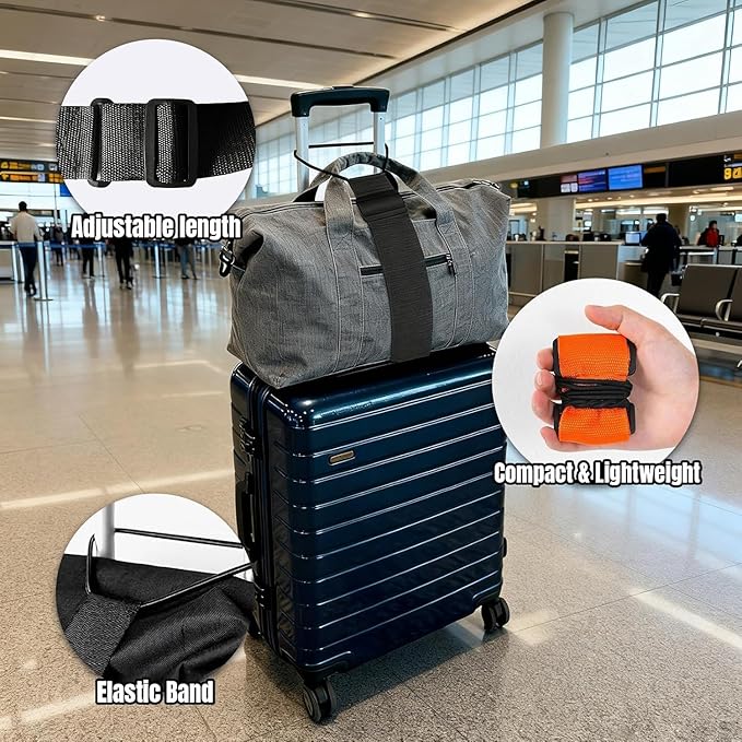 Luggage Straps for Suitcases，Multi-Use Strong Adjustable Luggage Connector Straps, Durable, Waterproof, Bungee Straps，Travel Suitcase Essential Travel Essentials (Blue 4PCS)