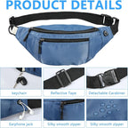 5PCS Crossbody Fanny Pack Bulk,Large Capacity Waist Bag with 4-Zipper Pockets Adjustable Strap Fanny Packs Waterproof Oxford Cloth Travel Belt Bag for Outdoor Shopping Travel Men Women,Blue