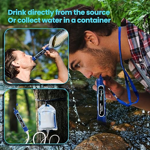 Filters-Clean Survival Water Filter Straw – 0.1 Micron Portable Personal Water Filter, 4,000L (1,056 Gallon) Capacity – Removes 99.9999% Bacteria & Protozoa – Hiking, Camping & Emergency - 4 Pack