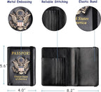 TOURSUIT RFID Blocking Passport Holder for Women Men, Leather Passport Travel Wallet with 3D Metal Badge, Travel Document Holder Cover Accessories (Black)