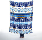 CARSTENS, INC. Travel Blanket, Premium Compact 2-in-1 Airplane Blanket/Pillow, Open Sky Blue Aztec