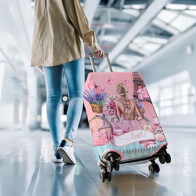 Travel Luggage Cover Suitcase Protector Fits 18-32 Inch Wheel Covers PatternedTravel Related Items Flower Luggage Protector Elastic XL