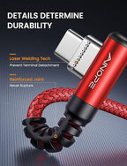 AINOPE USB C Fast Charging Cable 3.1A Right Angle 10ft/3m USB to USB C Cable, Durable Nylon Braided Type C Cord Compatible with Galaxy S10 S9 S8 Plus, A51 A11 A10 A20, V50 V40 G8 G7