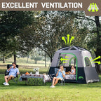 Happy Travel Tent 4 Person Tents for Camping, Waterproof Easy Setup Camping Tent with Top Rainfly, Portable Tall Cabin Tent with 4 Mesh Windows and Carry Bag for Outdoor Camping & Hiking