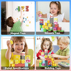 Mini Magnetic Blocks STEM Toys for Kids Ages 3-8, 35PCS Travel Building Set with Magnetic Storage Tin Box, Educational Construction Toys for Toddlers, Preschool Birthday Gift for Boys & Girls