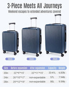 LIGHT FLIGHT Luggage Sets, Durable Hard Shell 3 Piece Set Suitcase with Spinner Wheels, Hardside Lightweight Luggage set with TSA Lock, Large Travel Luggage Set (20" 24" 28"),Coffee Brown