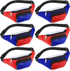 Abbylike 6 Pcs 4th of July Neon Fanny Packs 250th Anniversary Adjustable Waist Bags Patriotic Style Party Outfit Accessories for Women Men Travelling Outdoors Cycling Independence Day
