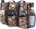 TOPDesign Utility Water Resistant Tote Bag with 13 Pockets, Top Zipper Closure & Thick Bottom Support, for Working Women