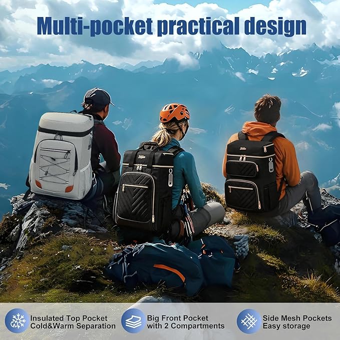 Backpack Cooler Insulated Leak Proof, Lightweight Soft Sided Cooler Backpack for Men Women, Waterproof Beach Cooler Bag Lunch Backpack for Camping Hiking Picnic Fishing Travel Outdoor