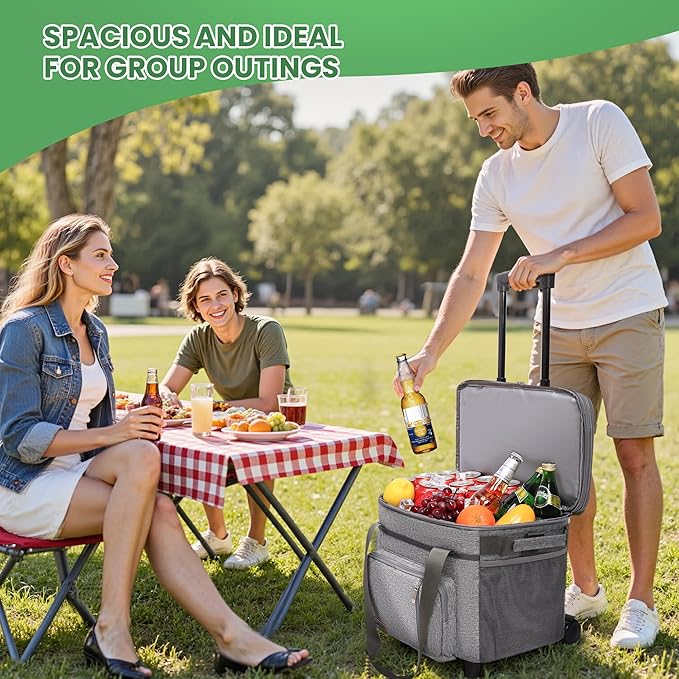 MIYCOO Cooler Bag Double Deck - 60 Can Leakproof Insulated Portable Soft Lunch Cooler, Extra Large Expandable Ice Chest Cooler for Beach, Picnic, Camping, Shopping