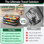 YQBRAO 2-Pack Large Clear Hard Shell Zipper Case Black, 1.2mm Heavy-Duty Crush-Proof Makeup Bag, Large Diaper Bag Organizer Pouches, Rigid Clear Zipper Pouches for Toys, Art Supplies & Tech