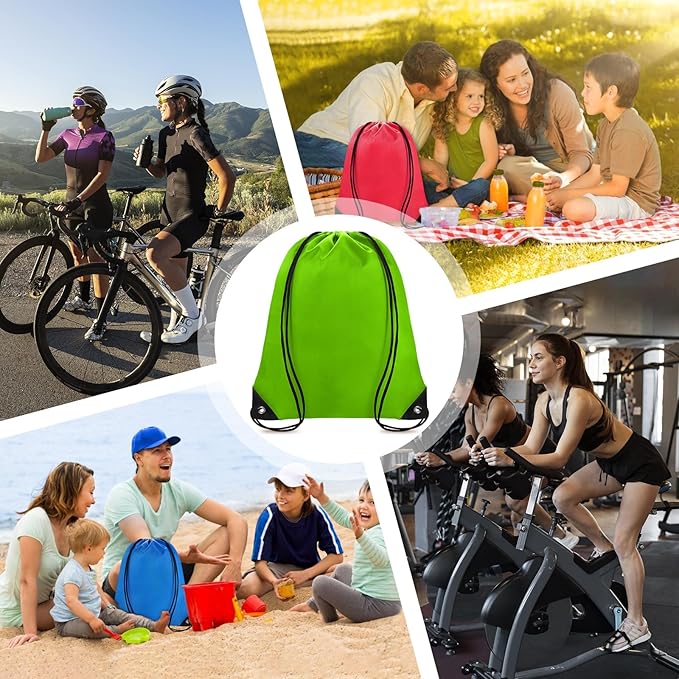 Grneric Drawstring Bags Bulk 14 Pcs Drawstring Backpack Bulk Cinch Bag Sackpack for Men Women Gym (Green)