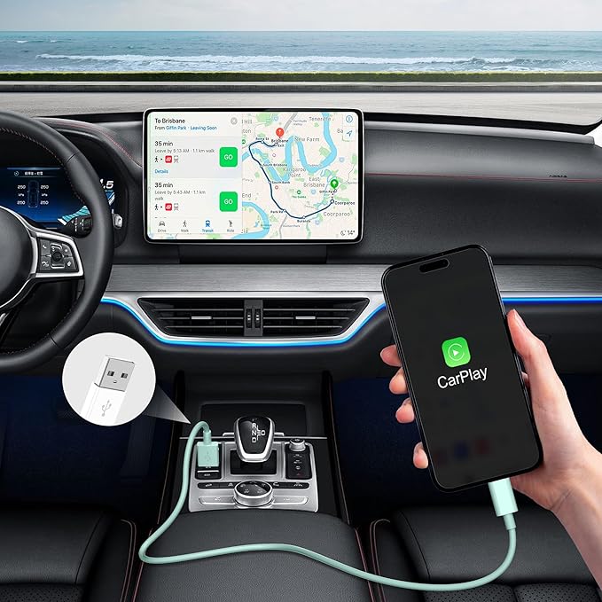FUPYWP Car iPhone Carplay Cable, Car Charger Cord, USB A to Lightning Cable Fast Charging & Data Transfer for iPhone 14/13/12/11 Pro Max XR XS X 8 7 6 Plus SE Tangle-Free,3ft Green