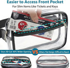 Veckle Clear Fanny Pack Stadium Approved - Plus Size 35-51 Inch Adjustable Strap Transparent Belt Bag for Women Men Fits 7.5" Smartphone, Crossbody Clear Bag for Stadium Events Sports Concerts, Black